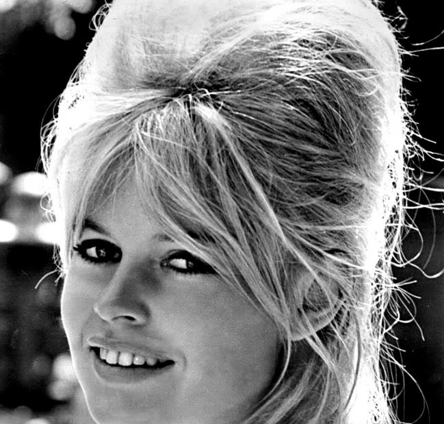 Brigitte Bardot with a towering bouffant, circa 1962