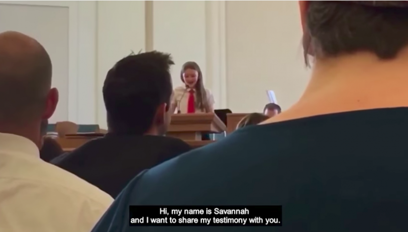 Savannah came out as gay to her Mormon congregation while bearing her testimony. What her bishop did next was absolutely heartbreaking. (Image via YouTube) Savannah came out as gay to her Mormon congregation while bearing her testimony. What her bishop did next was absolutely heartbreaking. (Image via YouTube)