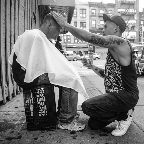 For the past five years, “Humanit-HAIR-ian” Mark Bustos has been giving free haircuts to homeless people in NYC. PhotoCredit: @MarkBustos Instagram