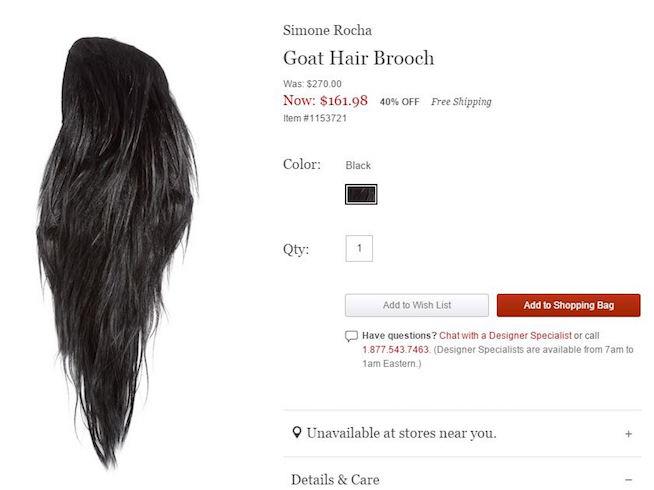 goat hair brooch. Image: Nordstrom.com goat hair brooch. Image: Nordstrom.com