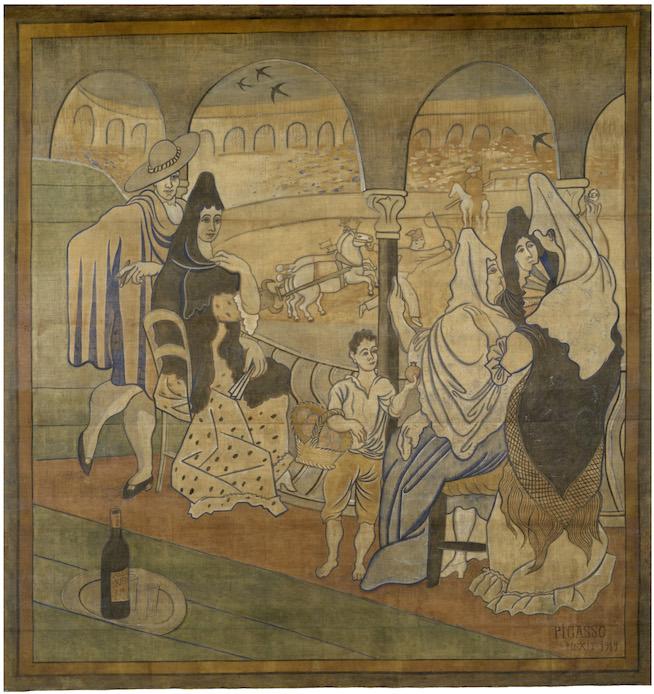 Pablo Picasso, Curtain for the Ballet “Le Tricorne,” 1919. Tempera on canvas, ca. 20 x 19 feet. New-York Historical Society, Gift of New York Landmarks Conservancy, Courtesy of Vivendi Universal, 2015.22. © 2015 Estate of Pablo Picasso / Artists Rights Society (ARS) New York