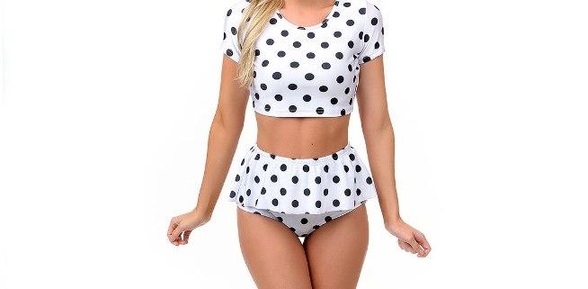 via <a href="http://www.unique-vintage.com/black-white-polka-dot-ruffled-crop-top-two-piece-swimsuit.html">Unique Vintage</a> via <a href="http://www.unique-vintage.com/black-white-polka-dot-ruffled-crop-top-two-piece-swimsuit.html">Unique Vintage</a>