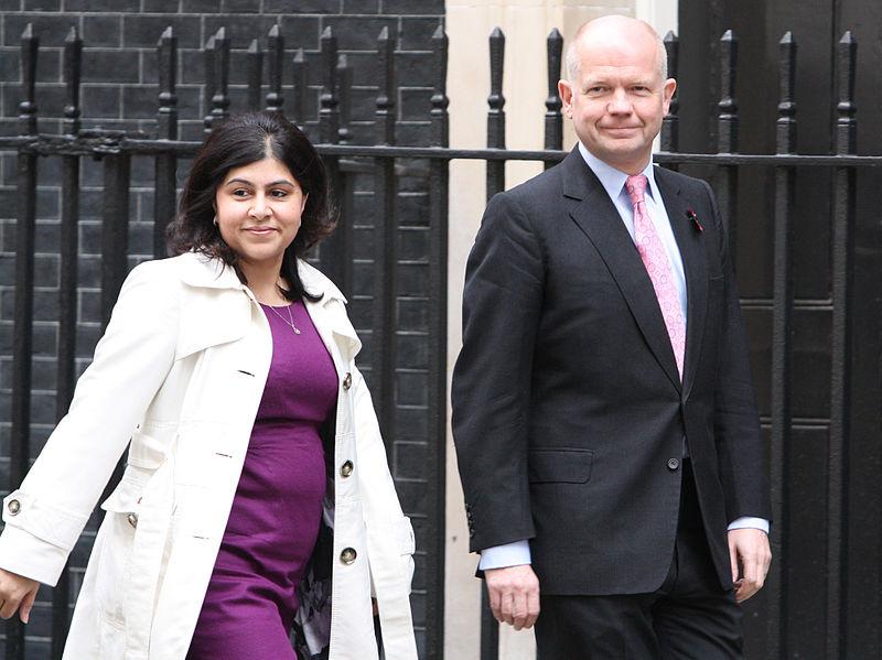 Baroness Warsi with William Hague, Leader of the House of Commons (Credit: Wikimedia Commons)