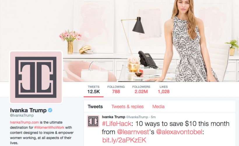 "Her personal Twitter account qualifies itself as “the ultimate destination for #WomenWhoWork." Image: Twitter "Her personal Twitter account qualifies itself as “the ultimate destination for #WomenWhoWork." Image: Twitter
