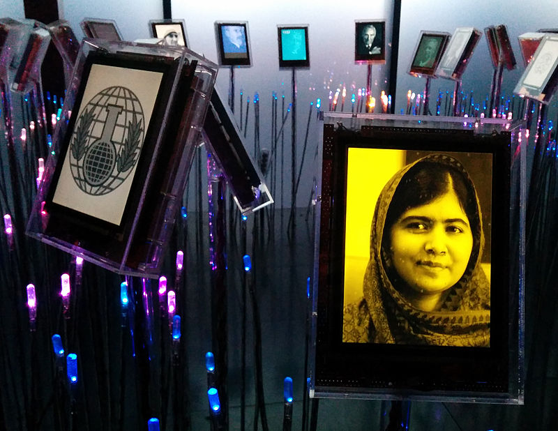 Yousafzai's portrait at the Nobel Peace Center
