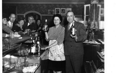 Helen behind the bar at the Sunflower Inn.