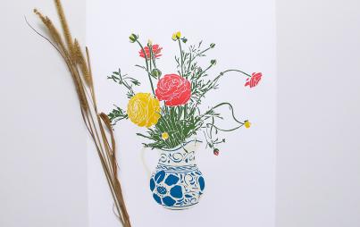 Kitchen Table Ranunculus Print from Brown Parcel Press